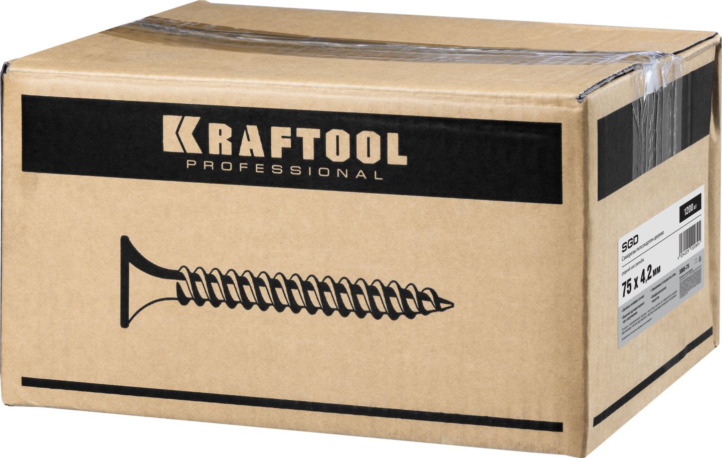 KRAFTOOL 75 х 4.2 мм, 1200 шт., СГД саморезы гипсокартон-дерево 3005-75 купить по цене 3&nbsp;770 ₽ в интернет магазине ТЕХСАД