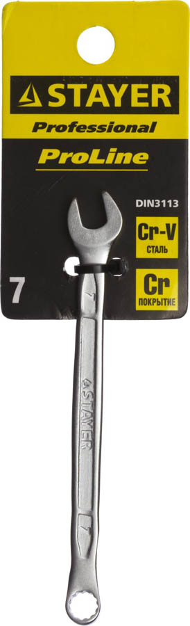STAYER 7 мм, Cr-V сталь, хромированный, гаечный ключ комбинированный 27081-07 Professional купить по цене 62 ₽ в интернет магазине ТЕХСАД