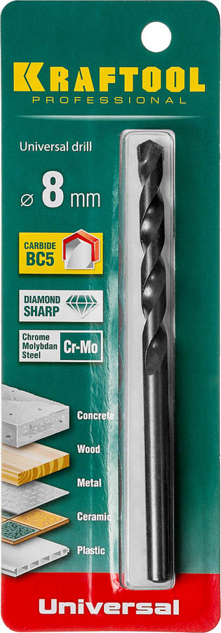 KRAFTOOL  8 x 120 мм, сверло универсальное 29172-120-8_z01 купить по цене 119 ₽ в интернет магазине ТЕХСАД