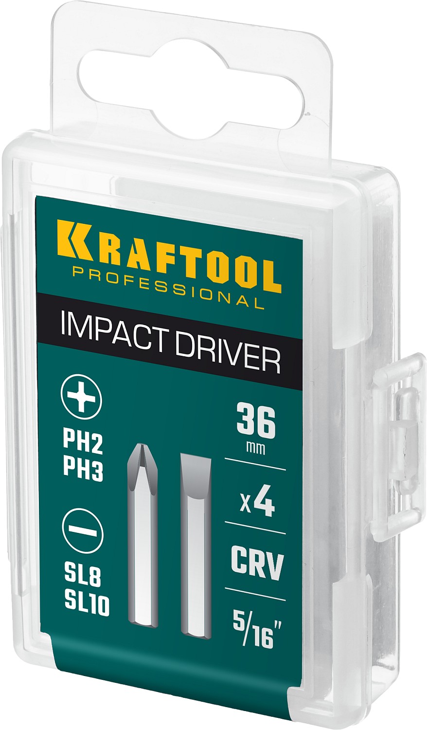 KRAFTOOL 4 шт, 36 мм, набор бит для ударной отвертки 25551 купить по цене 400 ₽ в интернет магазине ТЕХСАД