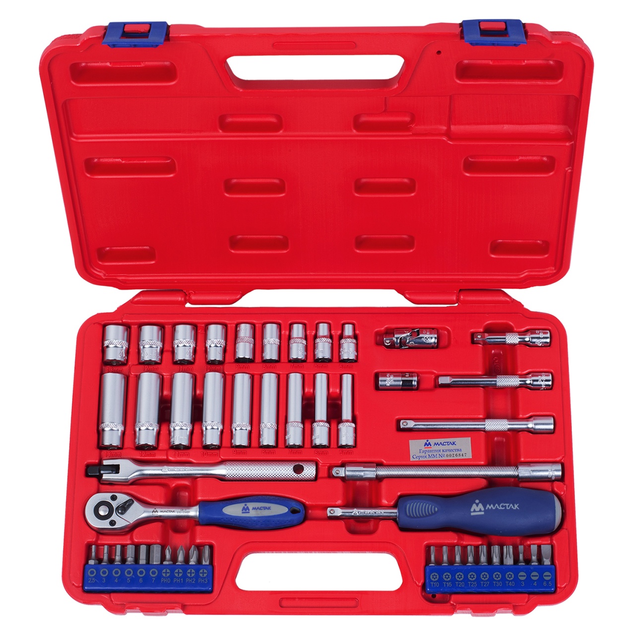 Набор торцевых головок с принадлежностями 1/4'', 5-13 мм, 47 предметов МАСТАК 0-247C купить по цене 7&nbsp;280 ₽ в интернет магазине ТЕХСАД