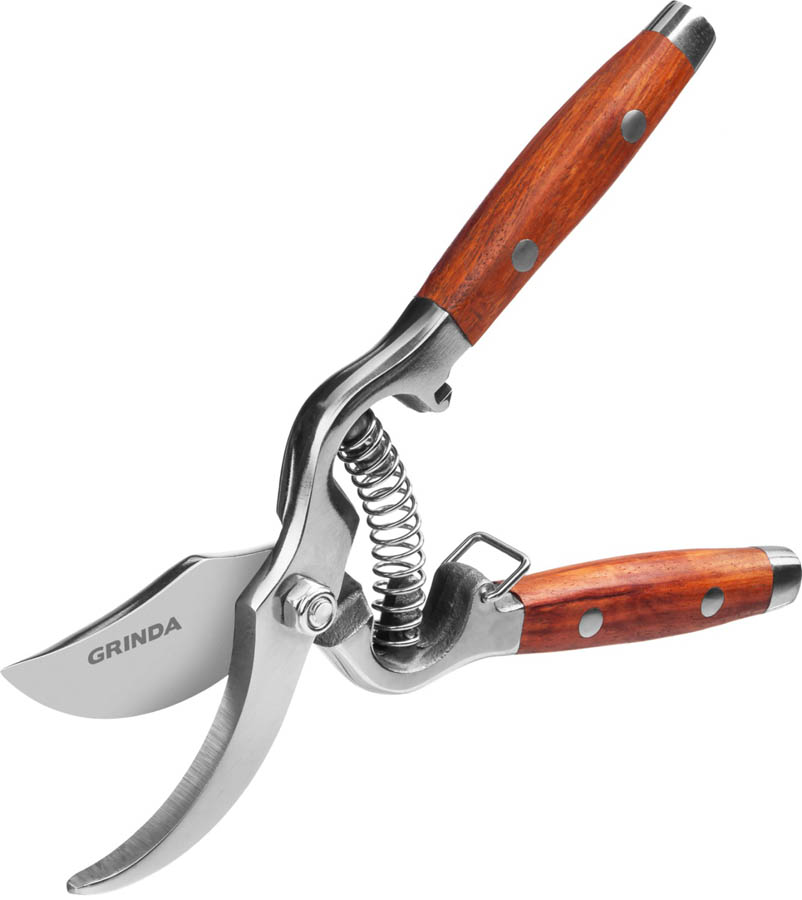 GRINDA 210 мм, цельнокованый из нержавеющей стали, с деревянными рукоятками, секатор 423415 купить по цене 1&nbsp;760 ₽ в интернет магазине ТЕХСАД