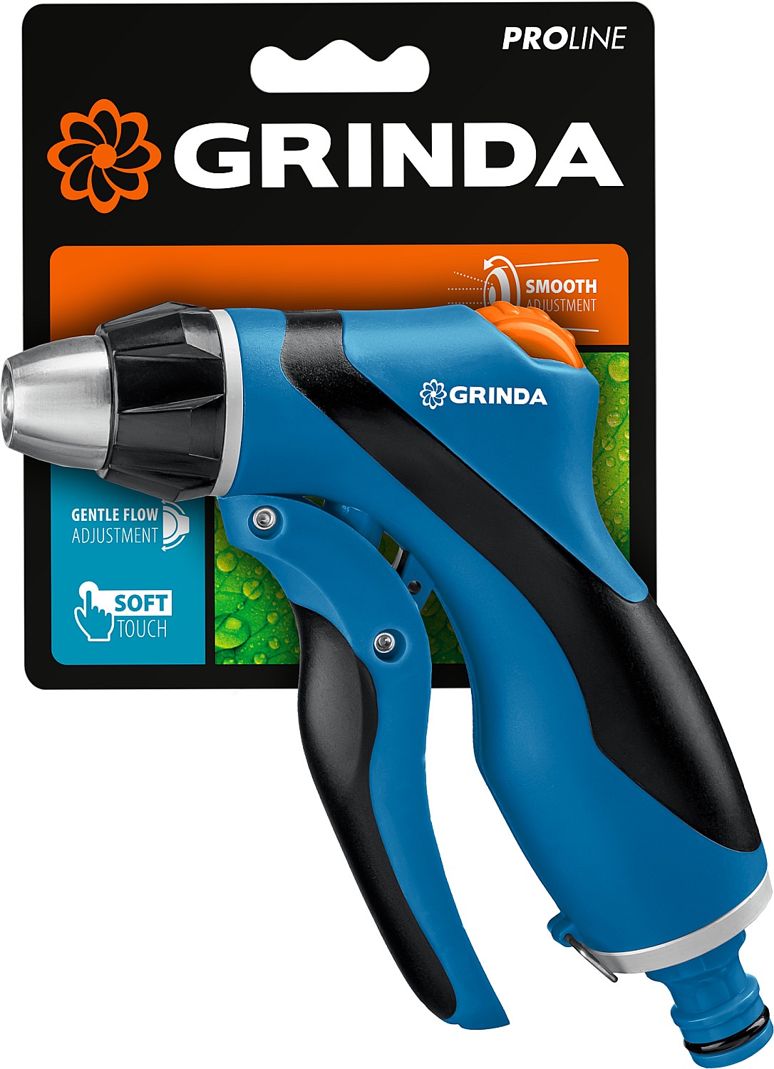 GRINDA курок сзади, двухкомпонентный с регулятором напора, пистолет поливочный F-R 429121 PROLine купить по цене 750 ₽ в интернет магазине ТЕХСАД