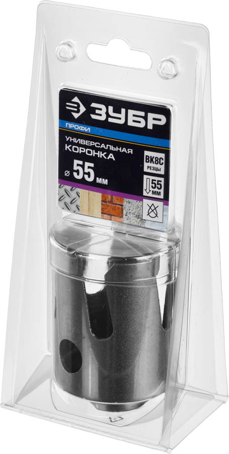 ЗУБР Ø 55 мм, твердосплавные резцы, коронка 29514-55 Профессионал купить по цене 1&nbsp;550 ₽ в интернет магазине ТЕХСАД