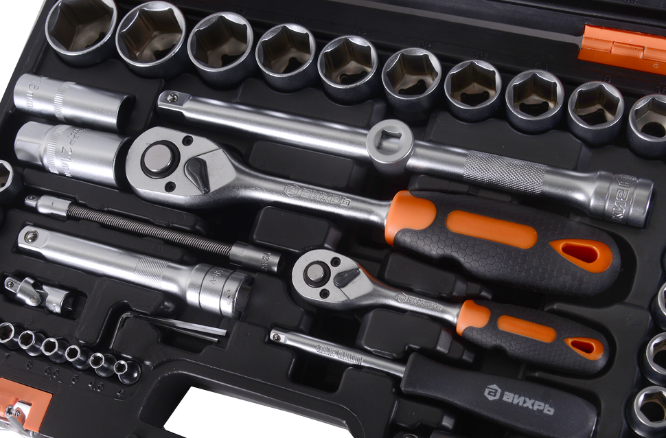 Набор инструментов, 1/2'' , 1/4'' , CrV, пластиковый кейс 94 предмета Вихрь купить по цене 7&nbsp;290 ₽ в интернет магазине ТЕХСАД