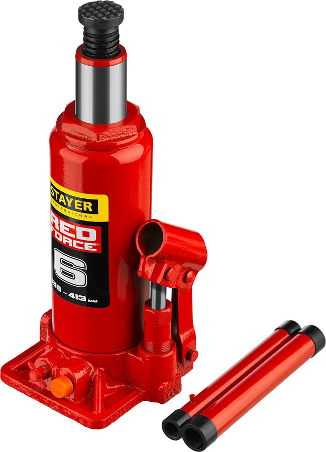 STAYER 6 т, 216-413 мм, домкрат бутылочный гидравлический RED FORCE 43160-6_z01 Professional купить по цене 2&nbsp;260 ₽ в интернет магазине ТЕХСАД