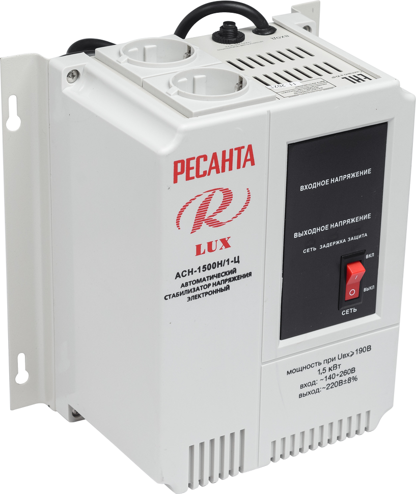 Стабилизатор напряжения серии LUX РЕСАНТА АСН-1500Н/1-Ц купить по цене 5&nbsp;590 ₽ в интернет магазине ТЕХСАД