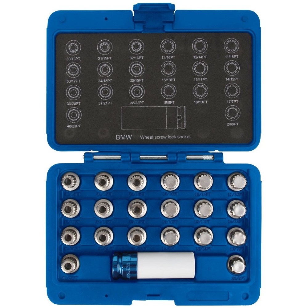 Набор насадок для секреток колес BMW, 21 предмет KING TONY 9BW0221 купить по цене 10&nbsp;900 ₽ в интернет магазине ТЕХСАД