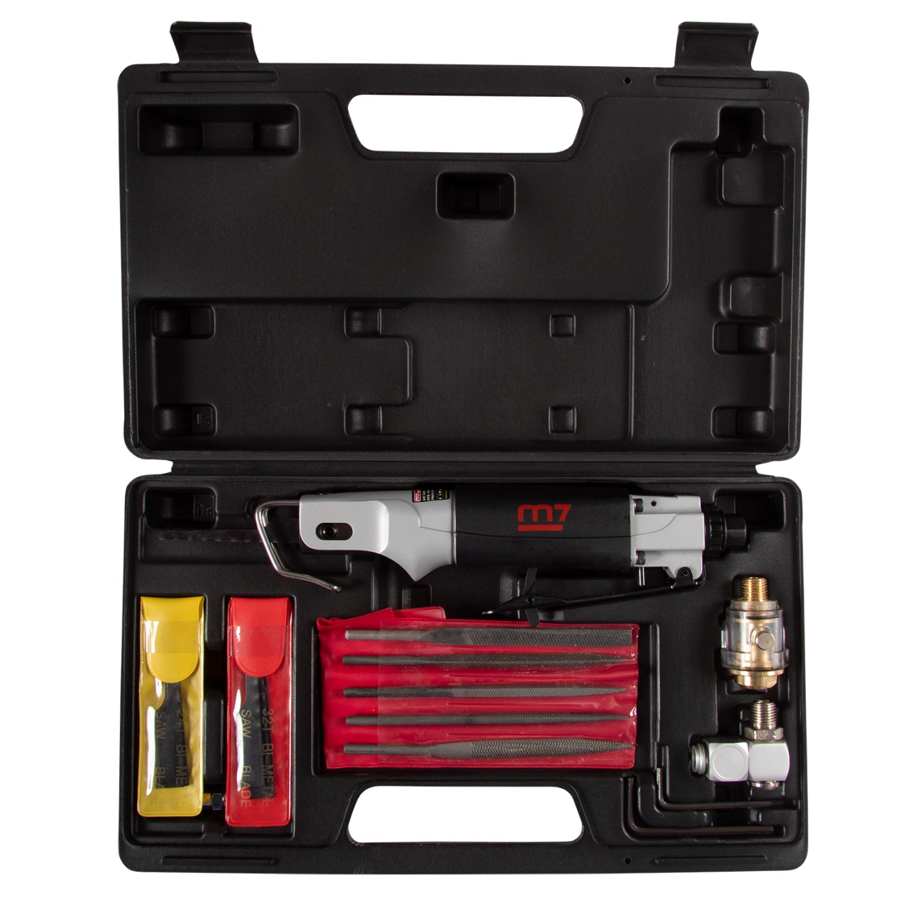 Пневмолобзик 10 мм ход полотна, 9000 ход/мин, с набором принадлежностей, 22 предмета MIGHTY SEVEN QD-291N купить по цене 15&nbsp;600 ₽ в интернет магазине ТЕХСАД