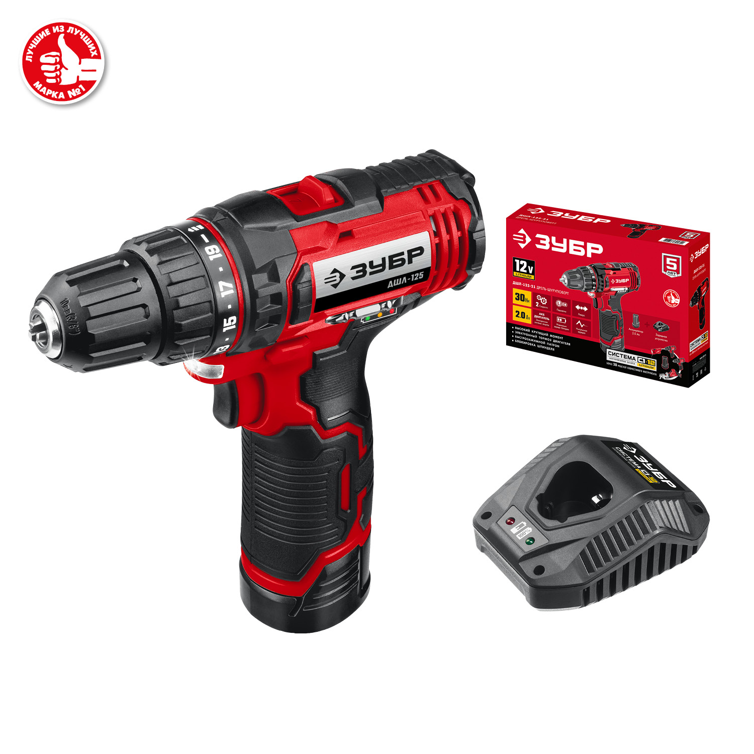 ЗУБР 12 В, 1 АКБ (2Ач), дрель-шуруповерт ДШЛ-125-21 Мастер купить по цене 4&nbsp;710 ₽ в интернет магазине ТЕХСАД
