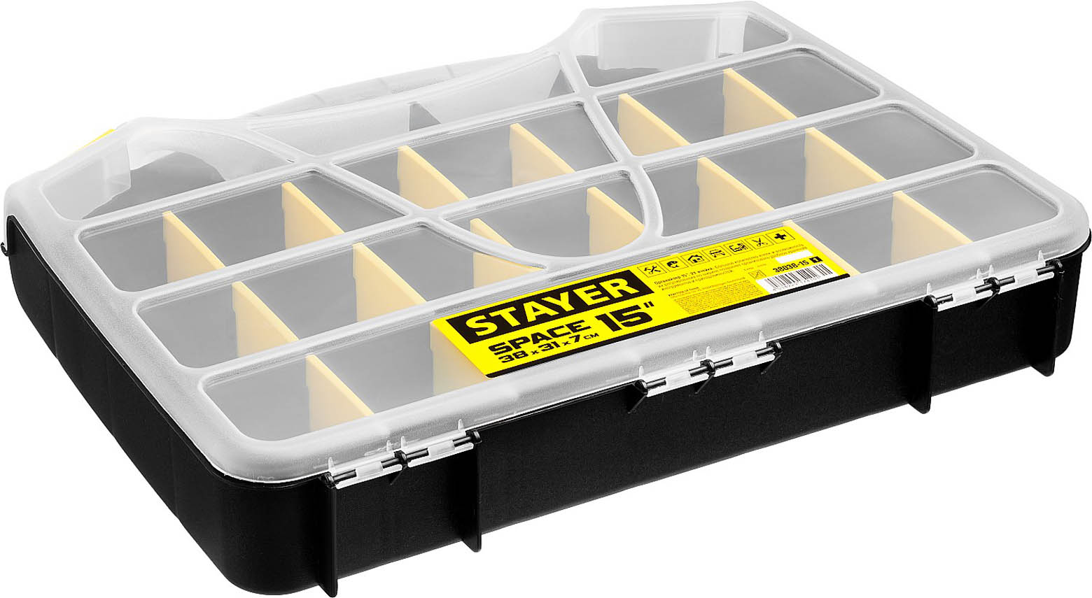 STAYER 380 х 310 х 60 мм (15''), пластиковый, органайзер SPACE-15 38038-15_z01 купить по цене 630 ₽ в интернет магазине ТЕХСАД