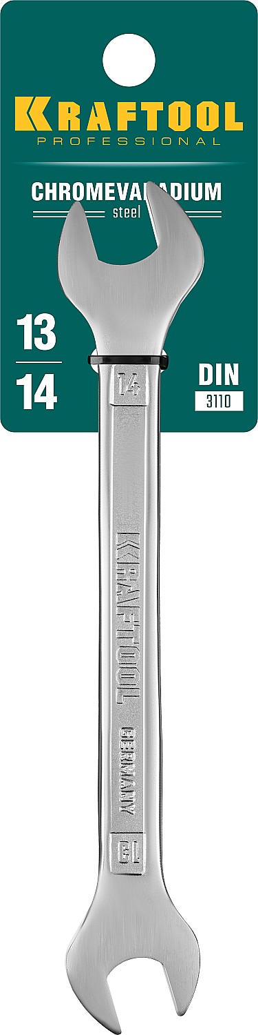 KRAFTOOL 13х14 мм, Cr-V сталь, хромированный, гаечный ключ рожковый 27033-13-14_z01 купить по цене 166 ₽ в интернет магазине ТЕХСАД