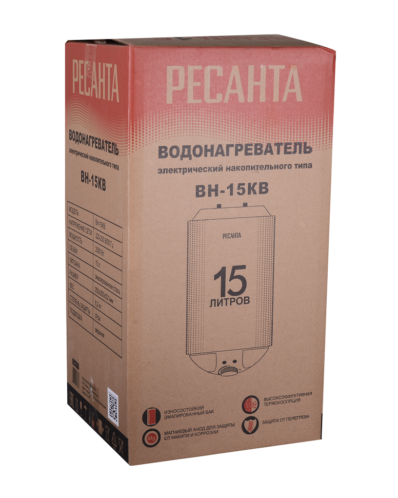 Водонагреватель накопительный ВН-15КВ Ресанта купить по цене 8&nbsp;190 ₽ в интернет магазине ТЕХСАД