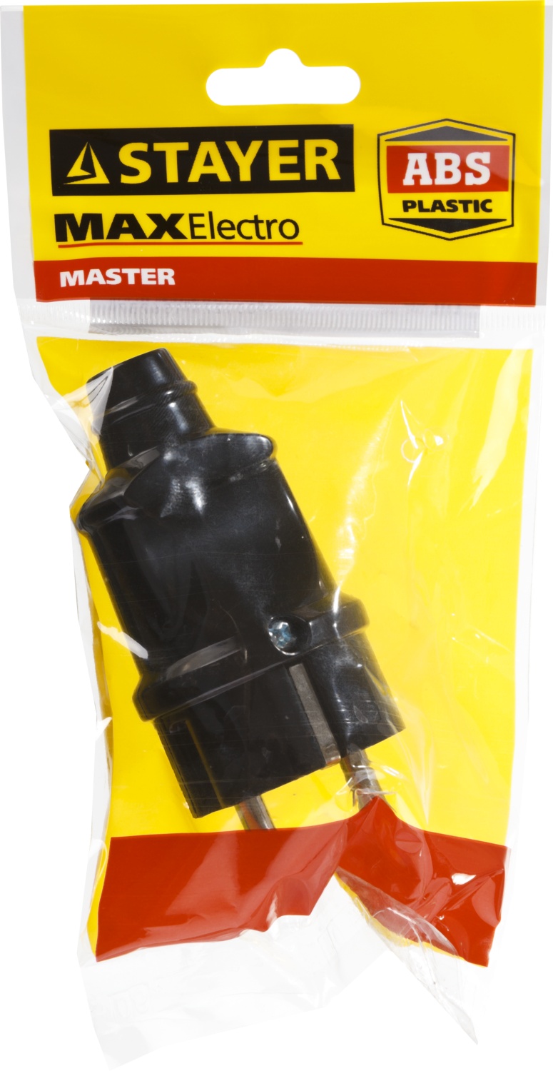 STAYER 16А/220 В, 3500 Вт, черная, вилка прямая MAXElectro 55160-B купить по цене 133 ₽ в интернет магазине ТЕХСАД