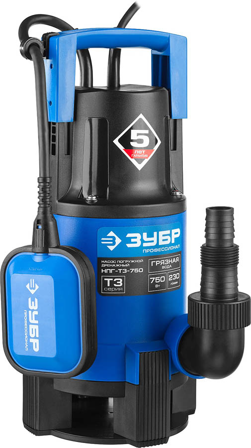 ЗУБР 750 Вт, 230 л/мин, насос погружной дренажный для грязной воды НПГ-Т3-750 Профессионал купить по цене 7&nbsp;200 ₽ в интернет магазине ТЕХСАД