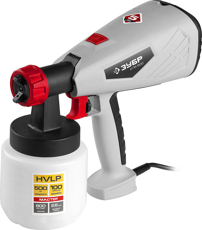ЗУБР 500 Вт, компрессорный, HVLP, краскопульт электрический КПЭ-500 Мастер купить по цене 4&nbsp;800 ₽ в интернет магазине ТЕХСАД