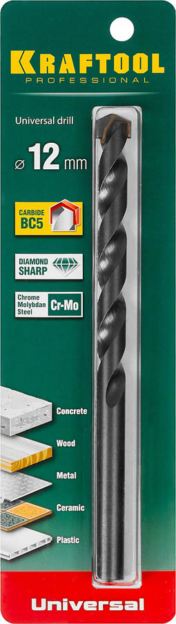 KRAFTOOL  12 x 160 мм, сверло универсальное 29172-160-12_z01 купить по цене 202 ₽ в интернет магазине ТЕХСАД