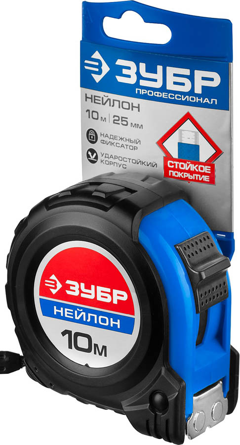ЗУБР 10 м х 25 мм, рулетка НЕЙЛОН 34056-10-25_z01 Профессионал купить по цене 682 ₽ в интернет магазине ТЕХСАД