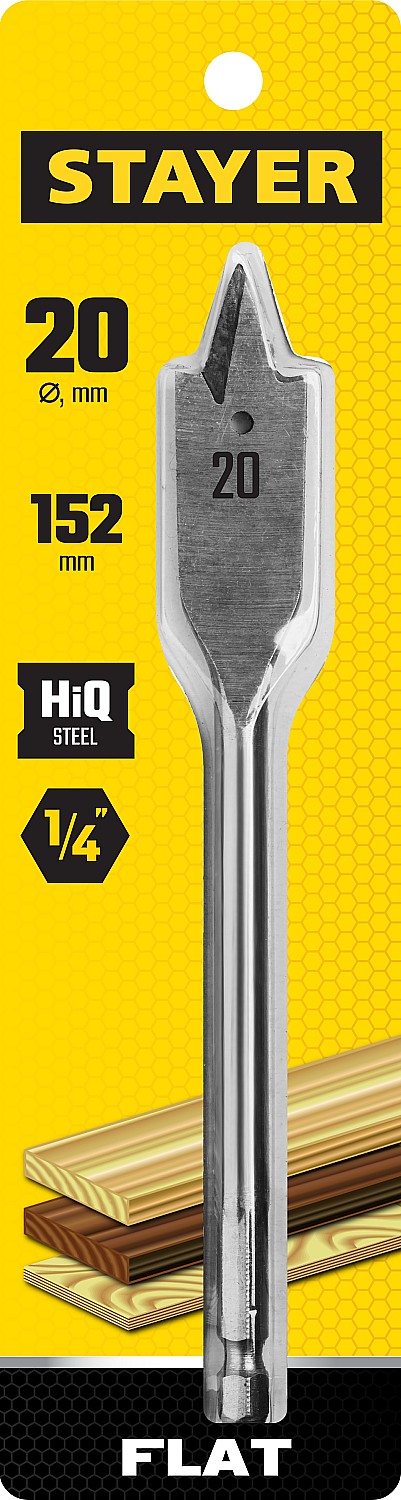 STAYER FLAT 20x152мм, сверло по дереву перовое 2950-20_z01 Master купить по цене 164 ₽ в интернет магазине ТЕХСАД