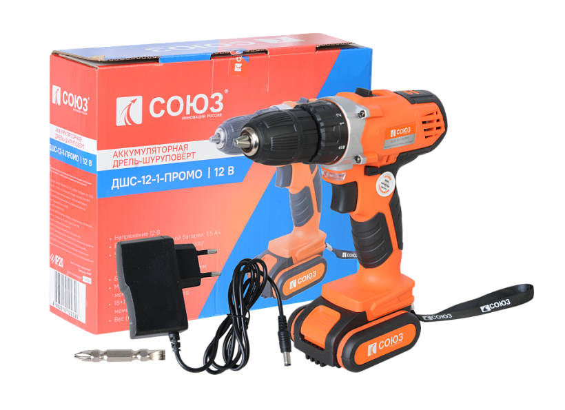 Аккумуляторный шуруповерт СОЮЗ ДШС-12-1-ПРОМО купить по цене 2&nbsp;490 ₽ в интернет магазине ТЕХСАД