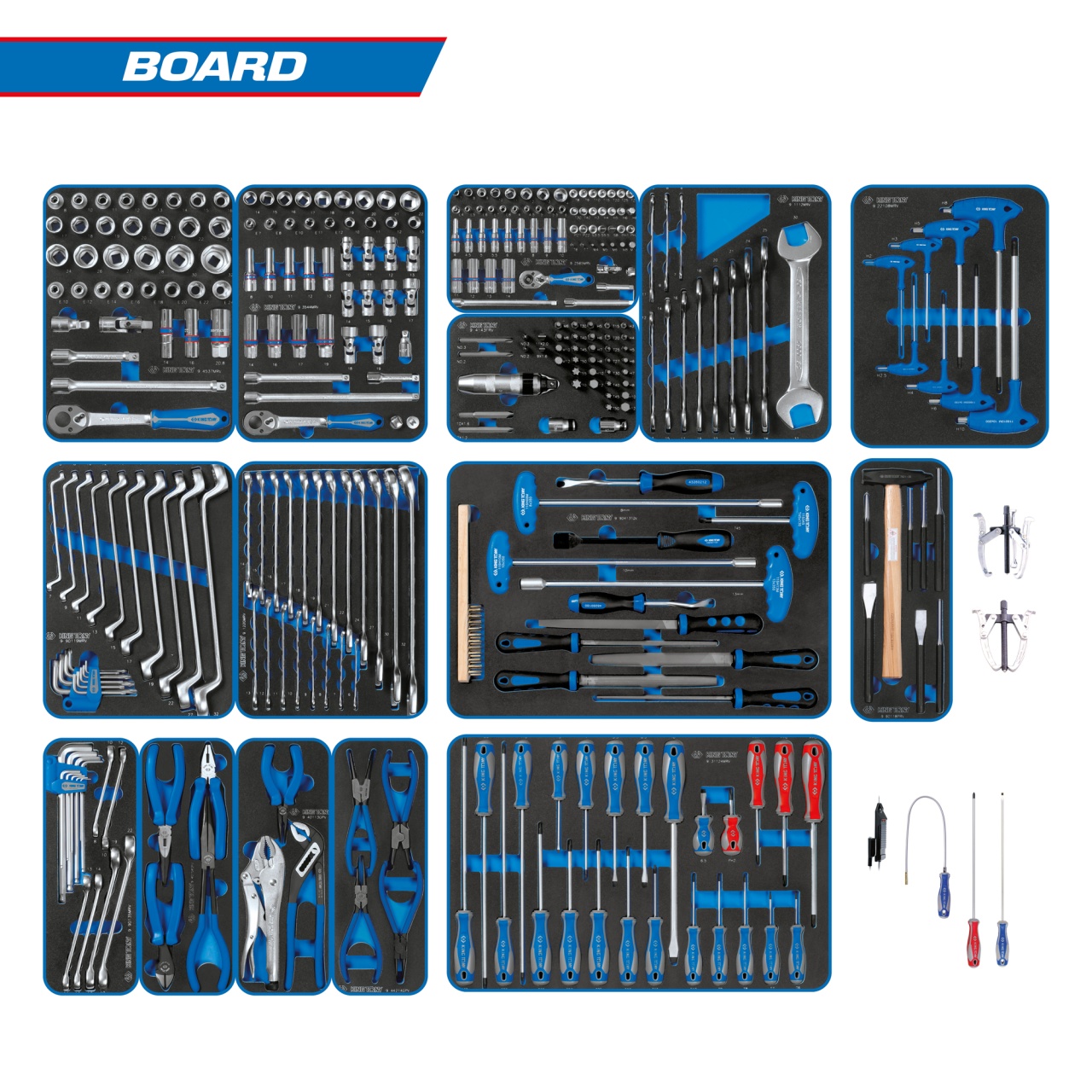 Набор инструментов ''BOARD'' для тележки, 15 ложементов, 325 предметов KING TONY 934-325MRVD купить по цене 159&nbsp;500 ₽ в интернет магазине ТЕХСАД
