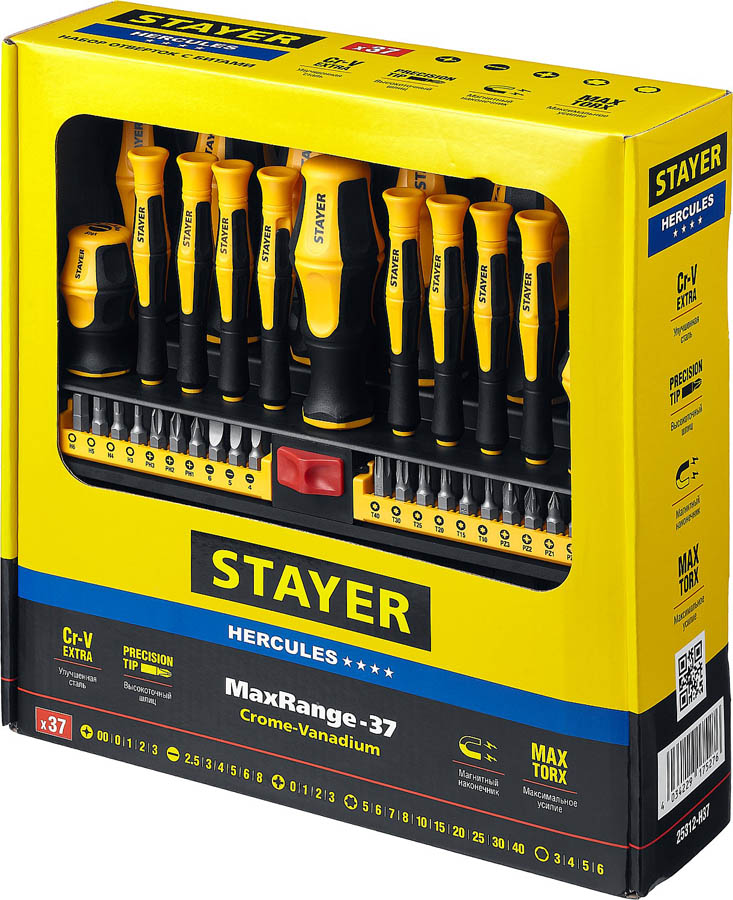 STAYER 37 шт, набор отверток реверсивных Hercules 25312-H37 Master купить по цене 2&nbsp;260 ₽ в интернет магазине ТЕХСАД