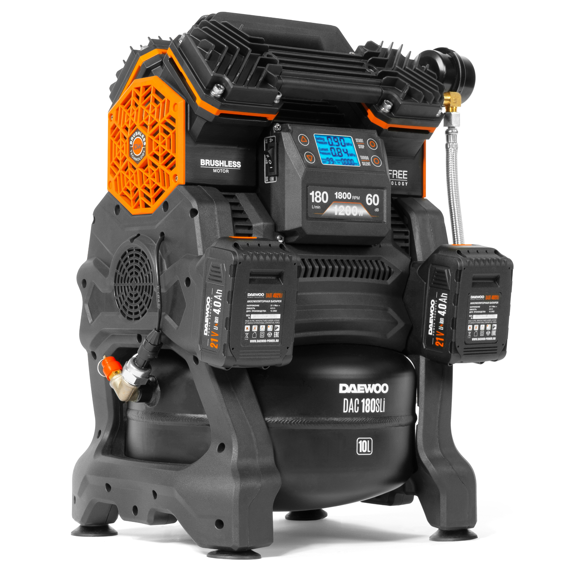 Компрессор аккумуляторный 42В / 220В DAEWOO DAC 180S Li купить по цене 64&nbsp;990 ₽ в интернет магазине ТЕХСАД