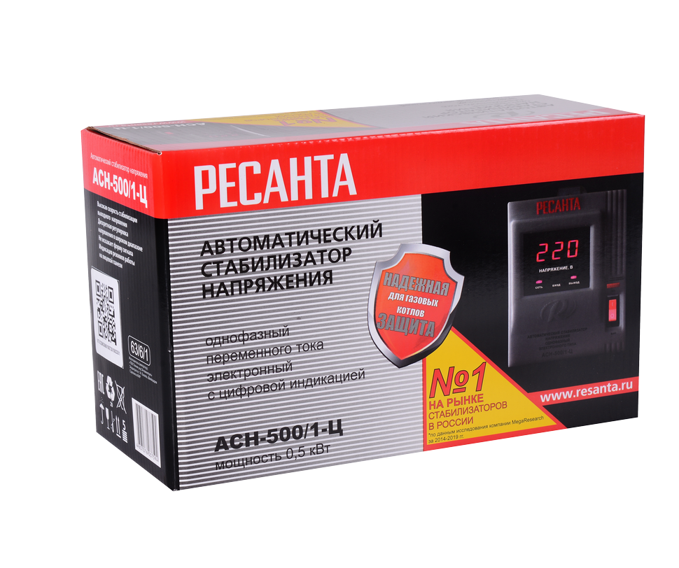 Стабилизатор напряжения РЕСАНТА АСН-500/1-Ц купить по цене 2&nbsp;890 ₽ в интернет магазине ТЕХСАД