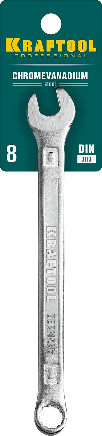 KRAFTOOL 8 мм, Cr-V сталь, хромированный, гаечный ключ комбинированный 27079-08 купить по цене 96 ₽ в интернет магазине ТЕХСАД