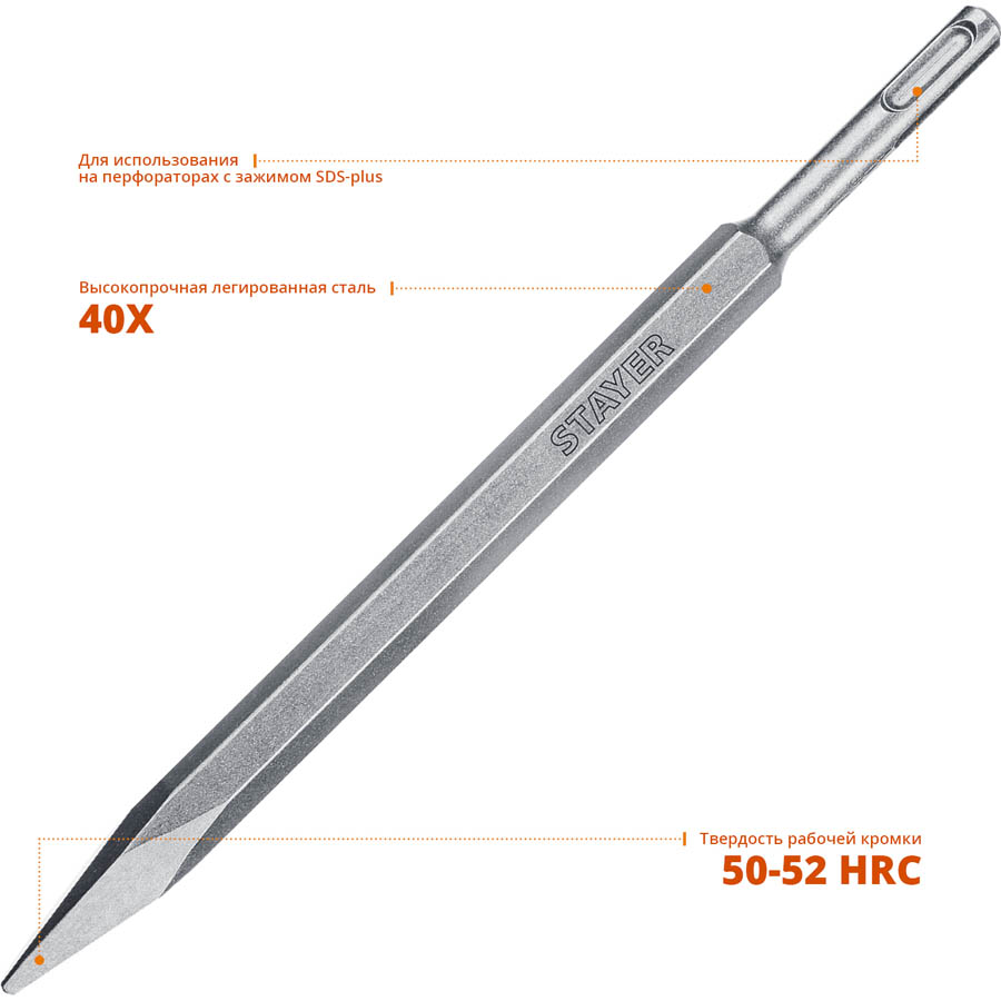 STAYER 250 мм, SDS-Plus, зубило пикообразное 29351-00-250_z02 купить по цене 281 ₽ в интернет магазине ТЕХСАД