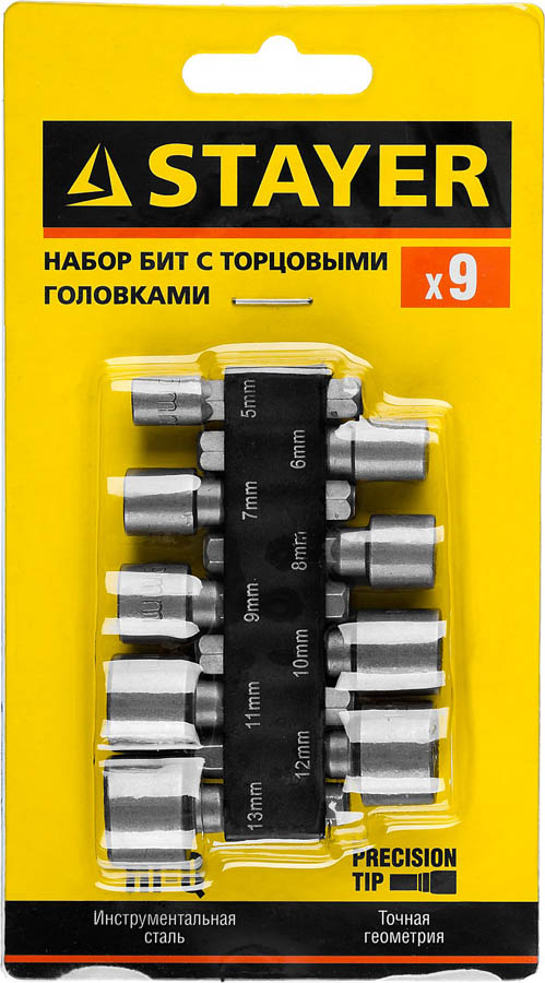 STAYER 9 шт., набор бит с торцовыми головками 26089-H9 купить по цене 370 ₽ в интернет магазине ТЕХСАД