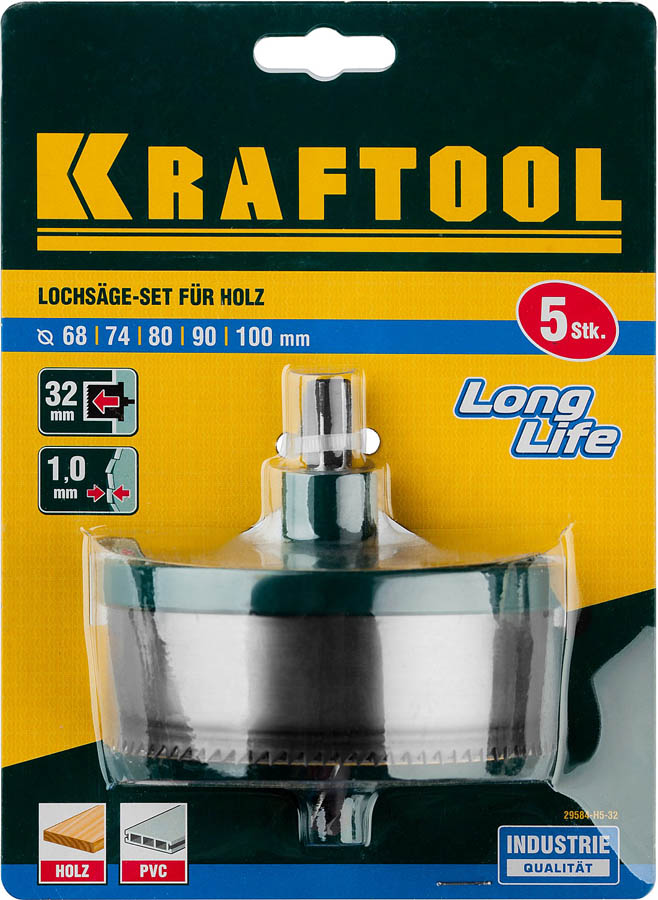 KRAFTOOL  68-74-80-90-100мм, 5 шт., сегментная, пила наборная по дереву 29584-H5-32 купить по цене 1&nbsp;110 ₽ в интернет магазине ТЕХСАД