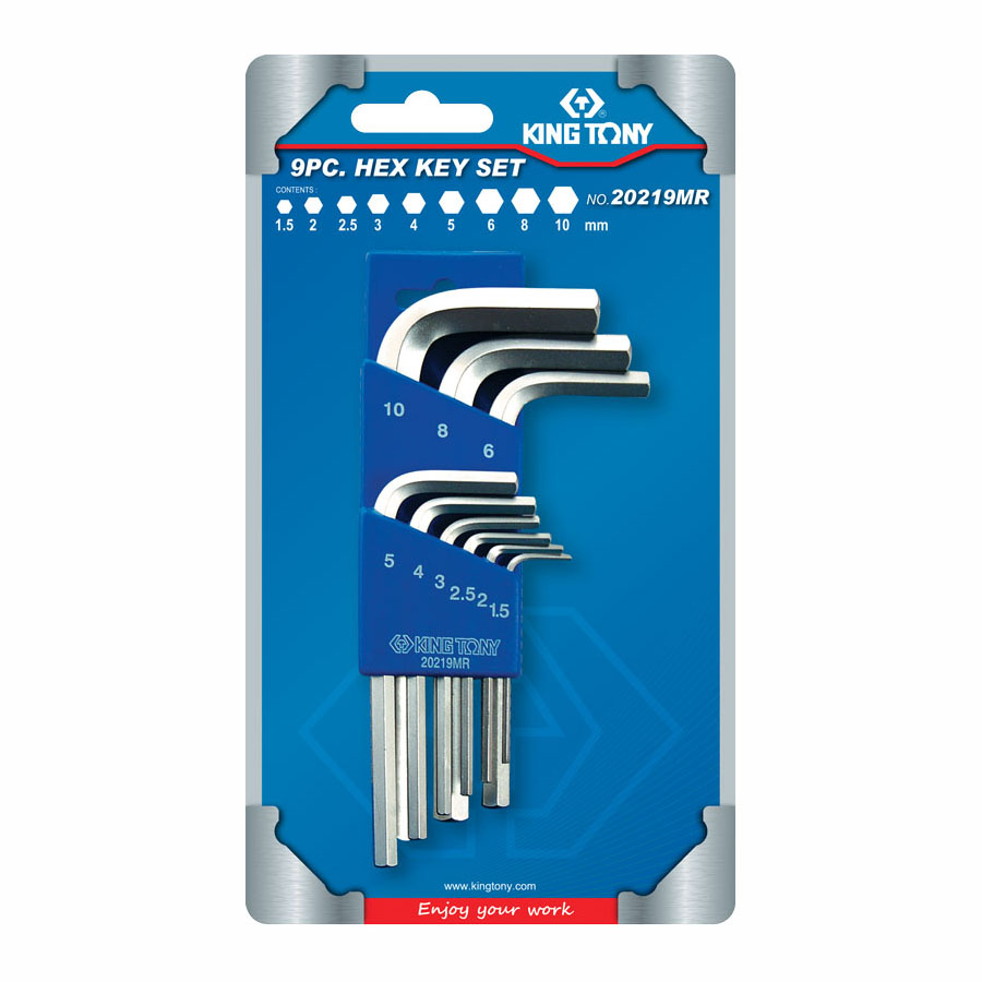 Набор Г-образных шестигранников, 1,5-10 мм, короткие, 9 предметов KING TONY 20219MR купить по цене 1&nbsp;060 ₽ в интернет магазине ТЕХСАД