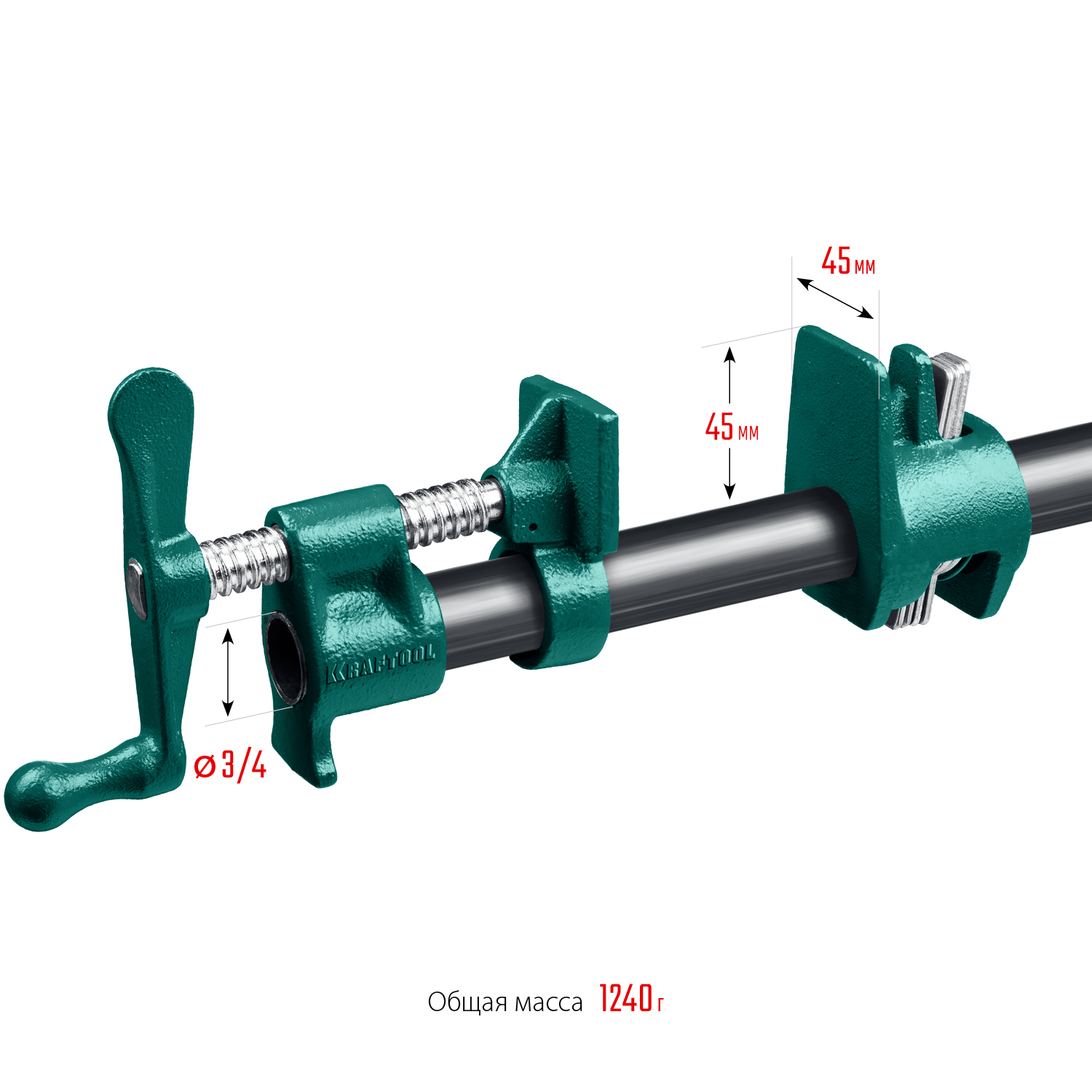 KRAFTOOL 3/4'', струбцина трубная P-34 32302-1 купить по цене 2&nbsp;790 ₽ в интернет магазине ТЕХСАД