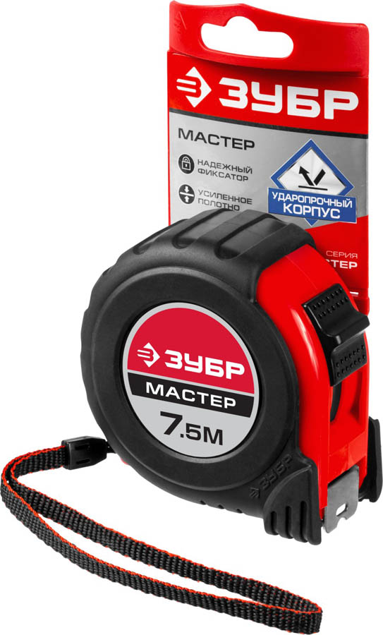 ЗУБР 7.5 м х 25 мм, рулетка на карточке 34055-08-25_z02 Мастер купить по цене 690 ₽ в интернет магазине ТЕХСАД