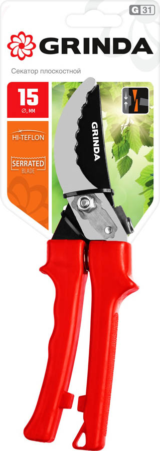 GRINDA 200 мм, с пластиковыми рукоятками, плоскостной секатор 40210_z02 купить по цене 600 ₽ в интернет магазине ТЕХСАД
