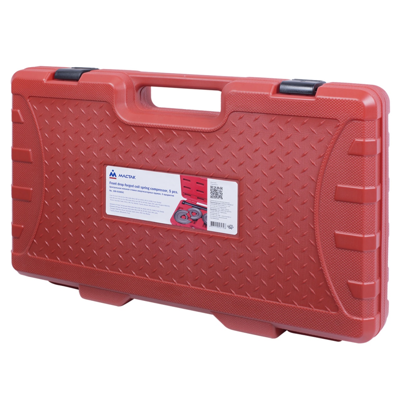 Стяжка амортизаторных пружин, центральная, кованая, дисковые держатели, кейс, 5 предметов МАСТАК 100-01005C купить по цене 23&nbsp;550 ₽ в интернет магазине ТЕХСАД