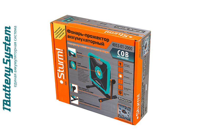 Фонарь-прожектор Sturm! 4053-01-2000 1BatterySystem купить по цене 3&nbsp;930 ₽ в интернет магазине ТЕХСАД