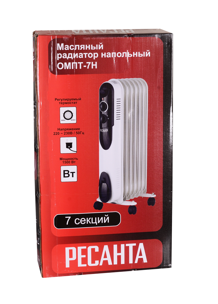 Масляный радиатор РЕСАНТА ОМПТ-7Н купить по цене 4&nbsp;290 ₽ в интернет магазине ТЕХСАД