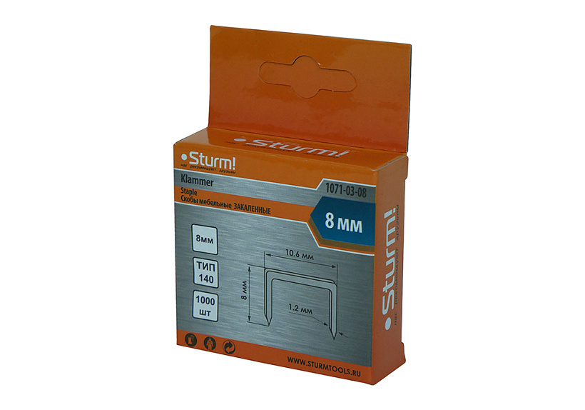 Скобы для степлера Sturm! 1071-03-08 купить по цене 120 ₽ в интернет магазине ТЕХСАД