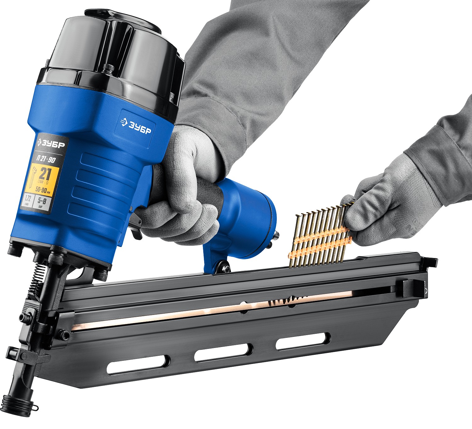 ЗУБР тип 21 (50-90 мм), нейлер (гвоздезабиватель) пневматический для гвоздей П21-90 31931 купить по цене 14&nbsp;793 ₽ в интернет магазине ТЕХСАД