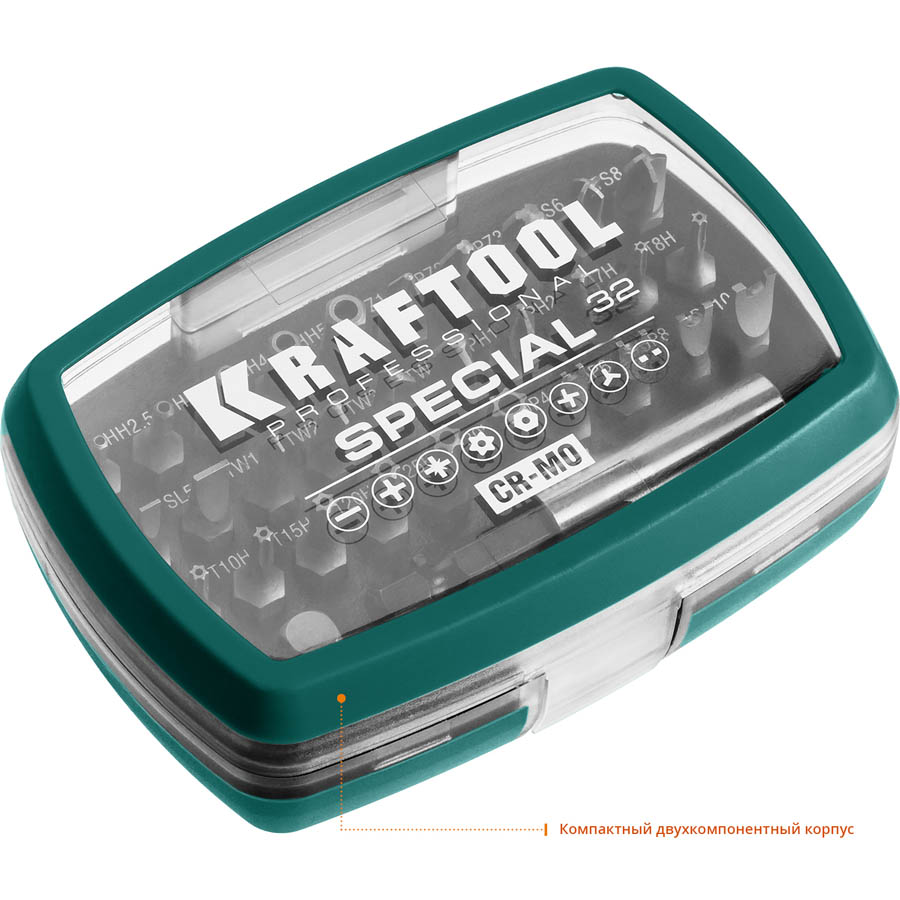 KRAFTOOL 32 шт., набор специальных бит с адаптером 2610-H32 купить по цене 1&nbsp;320 ₽ в интернет магазине ТЕХСАД