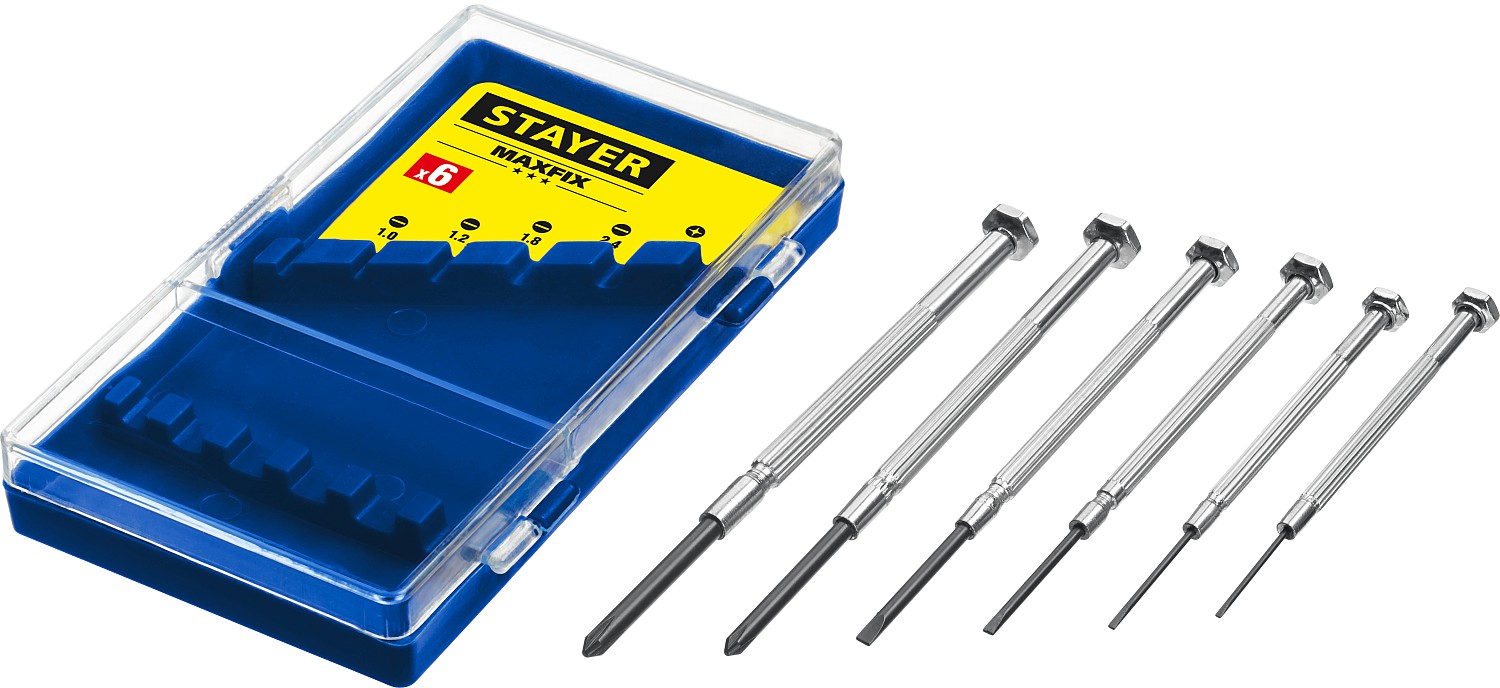 STAYER 6 шт., набор отверток часовых для точных работ Maxfix 2560-H6_z02 Master купить по цене 177 ₽ в интернет магазине ТЕХСАД