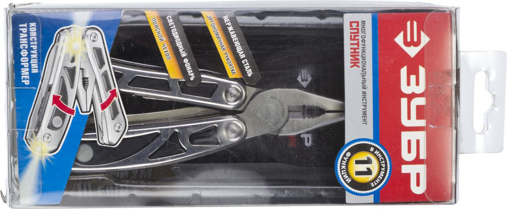 ЗУБР 11 в 1, многофункциональный инструмент со встроенным фонарем 47770 Премиум купить по цене 3&nbsp;480 ₽ в интернет магазине ТЕХСАД