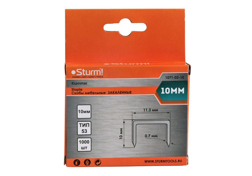 Скобы для степлера Sturm! 1071-02-10 купить по цене 80 ₽ в интернет магазине ТЕХСАД