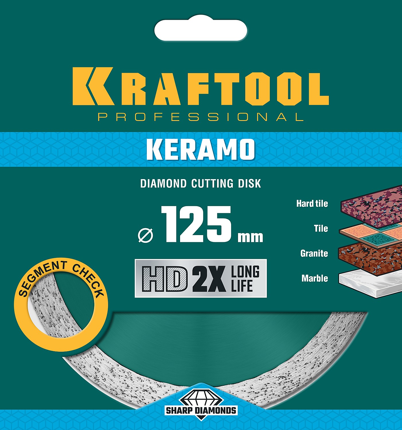 KRAFTOOL Ø 125Х22.2 мм, алмазный, сплошной, по керамограниту, керамической плитке диск отрезной KERAMO 36684-125 купить по цене 1&nbsp;200 ₽ в интернет магазине ТЕХСАД