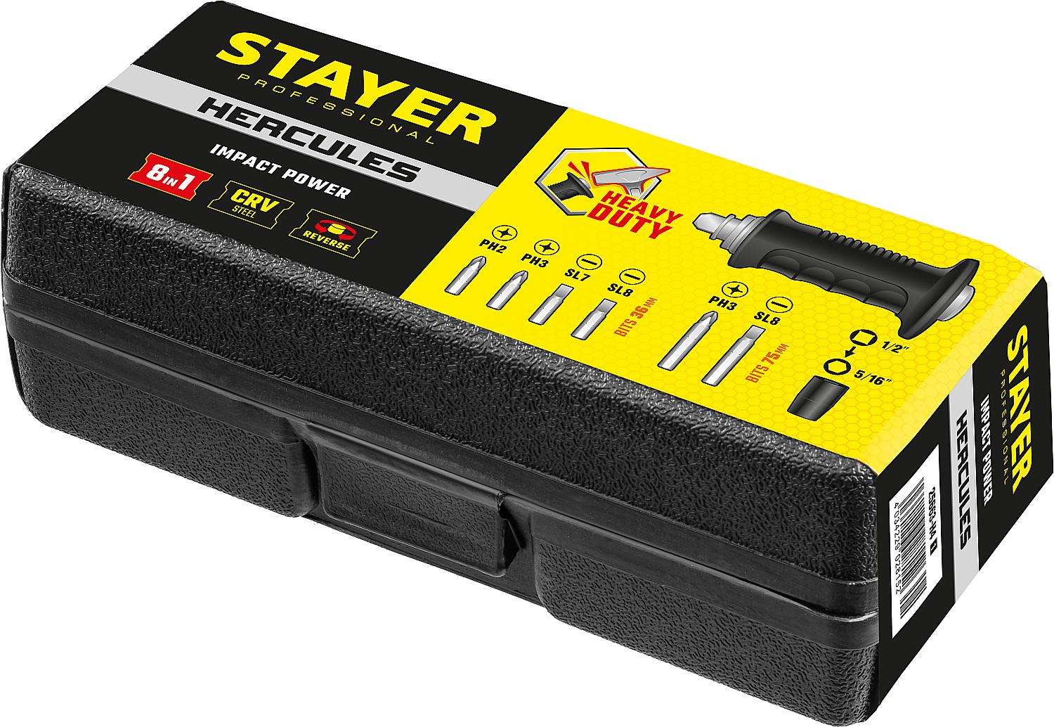 STAYER 8 шт., отвёртка ударно-поворотная в наборе с битами Professional 8 25663-H4_z01 купить по цене 1&nbsp;130 ₽ в интернет магазине ТЕХСАД