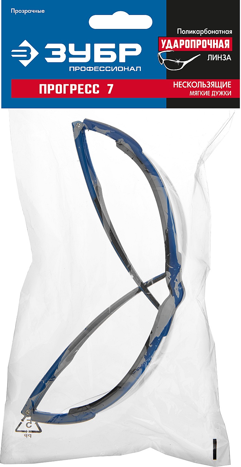 ЗУБР прозрачный, мягкие двухкомпонентные дужки, очки защитные Прогресс 7 110320_z01 купить по цене 447 ₽ в интернет магазине ТЕХСАД