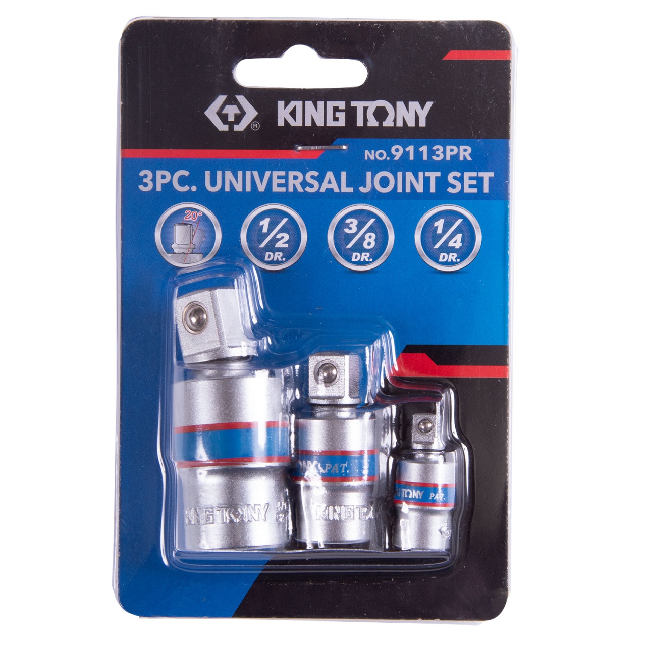 Набор карданов шаровых 1/4'', 3/8'', 1/2'', 3 предмета KING TONY 9113PR купить по цене 1&nbsp;730 ₽ в интернет магазине ТЕХСАД