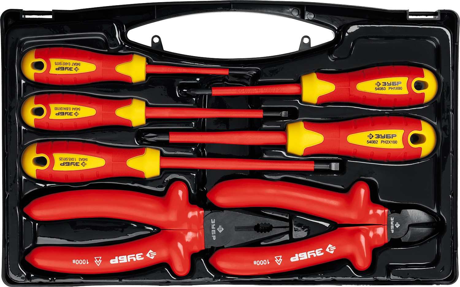 ЗУБР 7 предм., набор губцевого инструмента диэлектрического 2214-H7_z01 Профессионал купить по цене 3&nbsp;070 ₽ в интернет магазине ТЕХСАД
